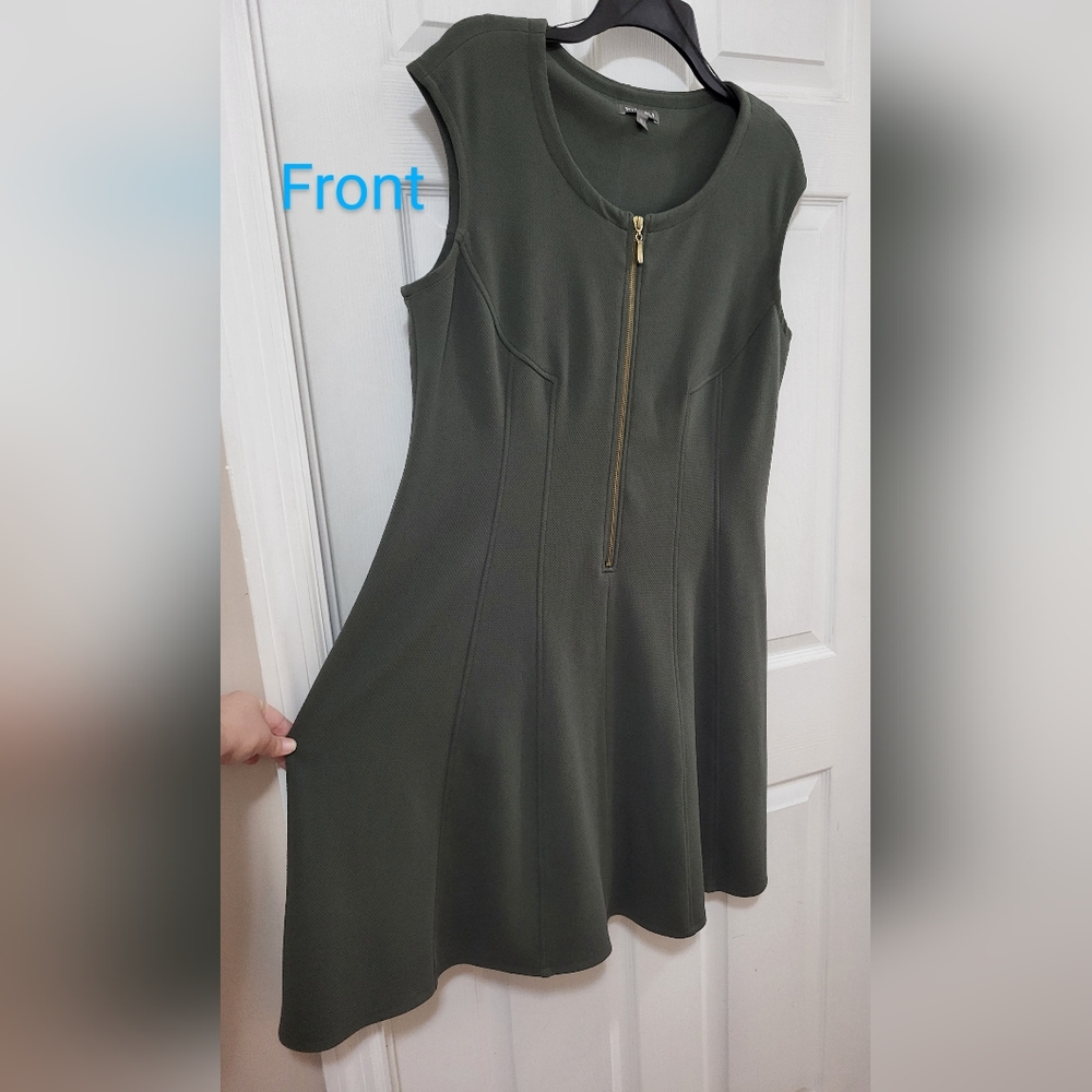 Roz & Ali, Olive Green Sleeveless Midi Dress - Woman's 16